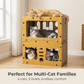 Cat Scratcher Bed Wooden Detachable Corrugated Board, Cat Hole Hanging Ball Toy, Large Space Cardboard Cat Bed Apartment