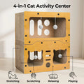 Cat Scratcher Bed Wooden Detachable Corrugated Board, Cat Hole Hanging Ball Toy, Large Space Cardboard Cat Bed Apartment