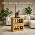 Cat Scratcher Bed Wooden Detachable Corrugated Board, Cat Hole Hanging Ball Toy, Large Space Cardboard Cat Bed Apartment