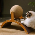 2-in-1 Wooden Cat Scratching Post And Ball Set Durable Solid Wood Sisal Scratch Board Interactive Paw Toy for Cats And Kittens