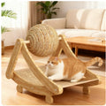 2-in-1 Wooden Cat Scratching Post And Ball Set Durable Solid Wood Sisal Scratch Board Interactive Paw Toy for Cats And Kittens