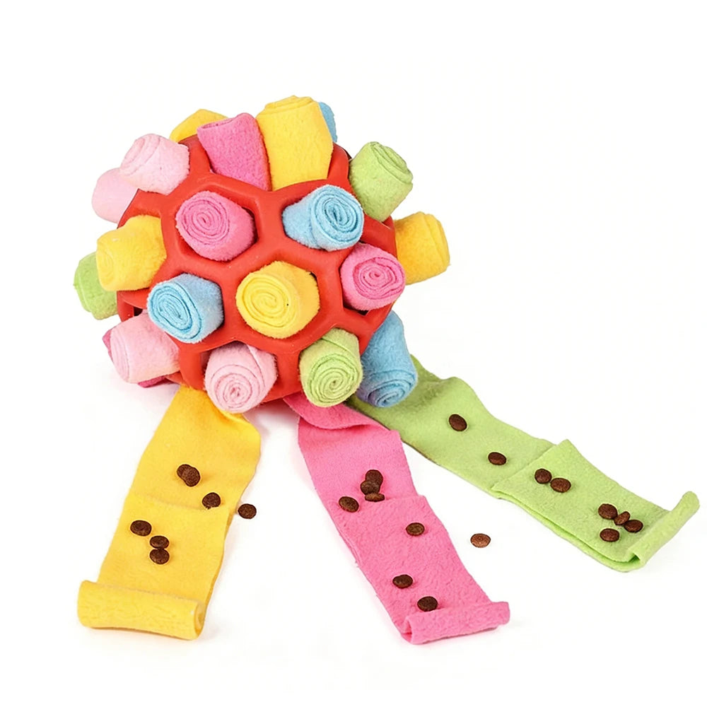 Pet Snuffle Ball Interactive Treat Dispensing Toy Nose Work Training Puzzle for Dogs Stress Relief Boredom Machine Washable