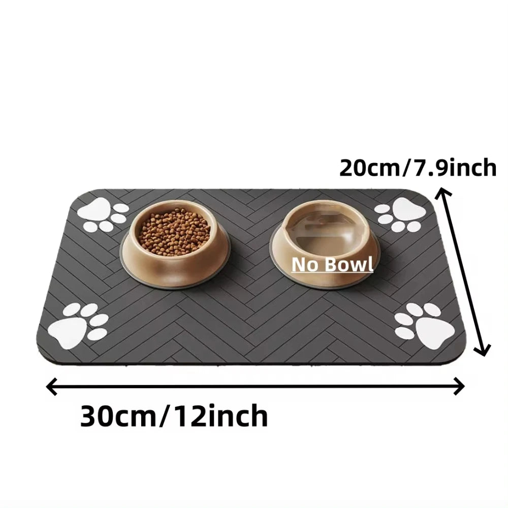 Absorbent Pet Feeding Mat, Waterproof Placemat for Dog & Cat Food & Water Bowls, Quick-Dry Rubber Backing, Non-Slip Pet Mat