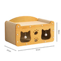 Cat Scratcher Bed Wooden Detachable Corrugated Board, Cat Hole Hanging Ball Toy, Large Space Cardboard Cat Bed Apartment