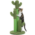 Cat Scratching Post with 3 Natural Scratching Poles and Interactive Dangling Ball, Cactus Cat Scratcher for Indoor, Cat Toys