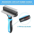 Professional 2In1 Double-Sided Pet Grooming Brush Dog Comb Rake Comfortable Handle For Dogs Cats Remove Knots Tangles Easily