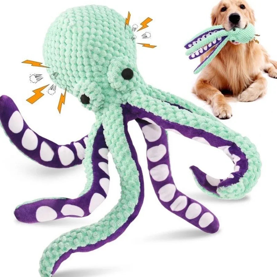 Dog plush squeaky toy octopus design interactive boredom relief pet anti-destruction toy