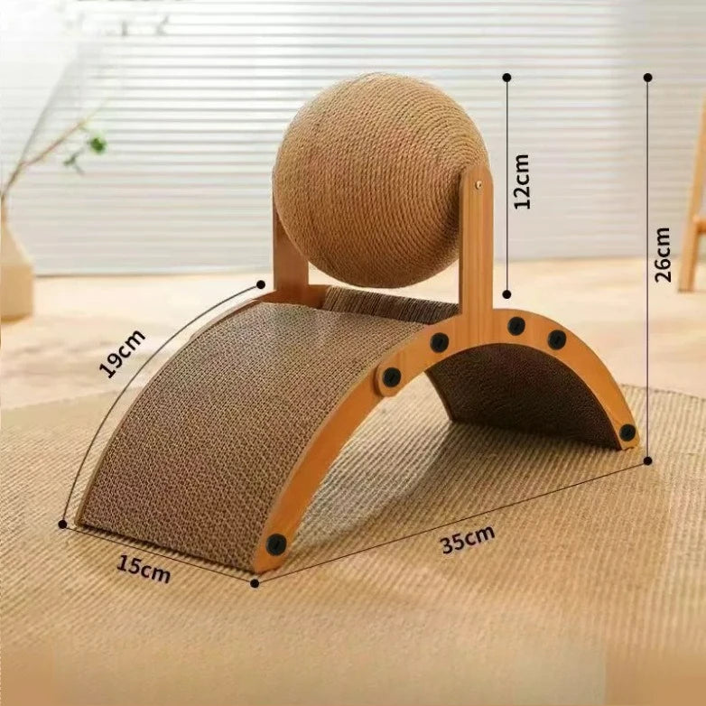 Cat Scratching Ball Wooden Cat Scratcher Natural Sisal Scratch Board Scratching Column  Wear-Resistant Paw Wood Scraper