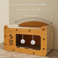 Cat Scratcher Bed Wooden Detachable Corrugated Board, Cat Hole Hanging Ball Toy, Large Space Cardboard Cat Bed Apartment