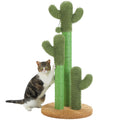 Cat Scratching Post with 3 Natural Scratching Poles and Interactive Dangling Ball, Cactus Cat Scratcher for Indoor, Cat Toys