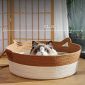 Pet Cat Bed Round Hand Woven Rattan Wear-resistant Cat Bed Summer Cooling Pet Bed Indoor Sleeping House Pet Products Accessories