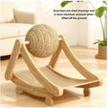 2-in-1 Wooden Cat Scratching Post And Ball Set Durable Solid Wood Sisal Scratch Board Interactive Paw Toy for Cats And Kittens