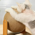 2-in-1 Wooden Cat Scratching Post And Ball Set Durable Solid Wood Sisal Scratch Board Interactive Paw Toy for Cats And Kittens