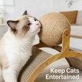 2-in-1 Wooden Cat Scratching Post And Ball Set Durable Solid Wood Sisal Scratch Board Interactive Paw Toy for Cats And Kittens