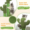 Cat Scratching Post with 3 Natural Scratching Poles and Interactive Dangling Ball, Cactus Cat Scratcher for Indoor, Cat Toys