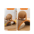 2-in-1 Wooden Cat Scratching Post And Ball Set Durable Solid Wood Sisal Scratch Board Interactive Paw Toy for Cats And Kittens
