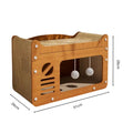 Cat Scratcher Bed Wooden Detachable Corrugated Board, Cat Hole Hanging Ball Toy, Large Space Cardboard Cat Bed Apartment