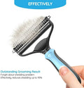 Professional 2In1 Double-Sided Pet Grooming Brush Dog Comb Rake Comfortable Handle For Dogs Cats Remove Knots Tangles Easily