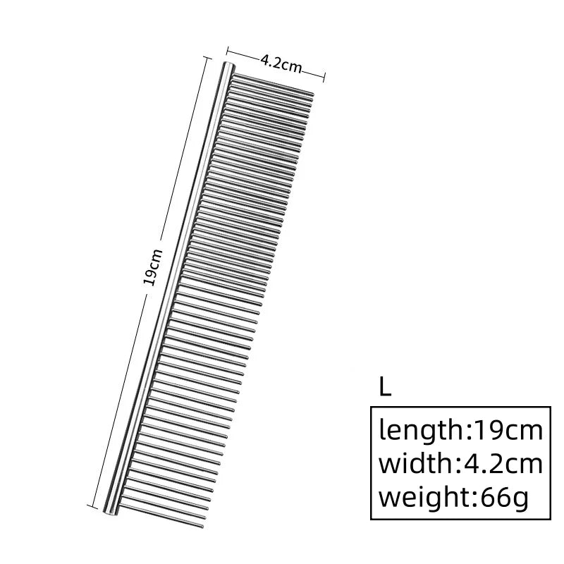 Stainless Steel Dog Comb for Long Hair Fur Removal 16/19cm Pet Grooming Brush Cat Shaggy Dog Dematting Comb