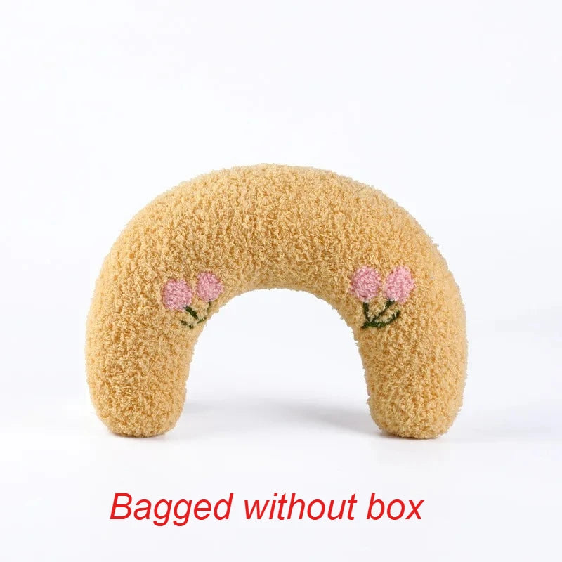 Soft Plush Pet Cat Pillow U-shaped Neck Protection Deep Sleep Cushion for Small Dogs Puppy Kitten Bed Accessories Calming Toy